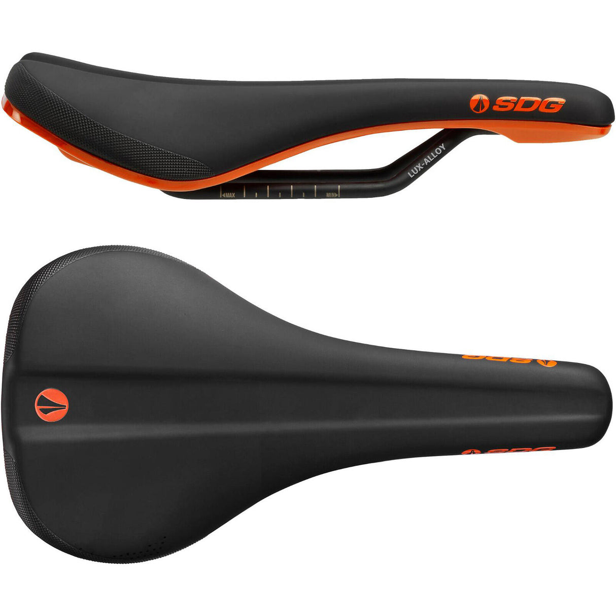 SDG Bel Air 3.0 Lux-Alloy Rail Saddle - Microfibre Black/Orange