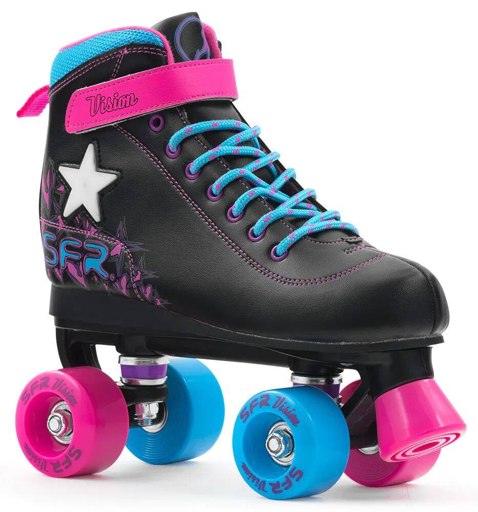 SFR Vision II Lights Quad Roller Skates - Black/Pink/Blue