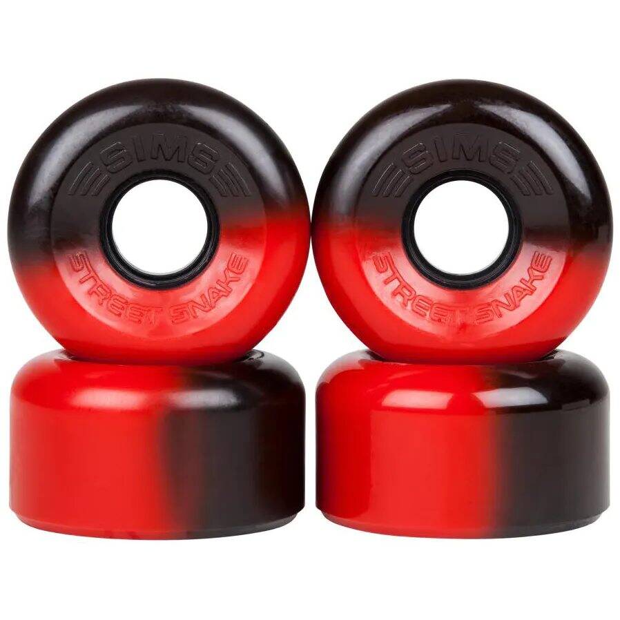 Sims Street Snakes 2 Tone 62mm Quad Roller Skate Wheels - Red/Black