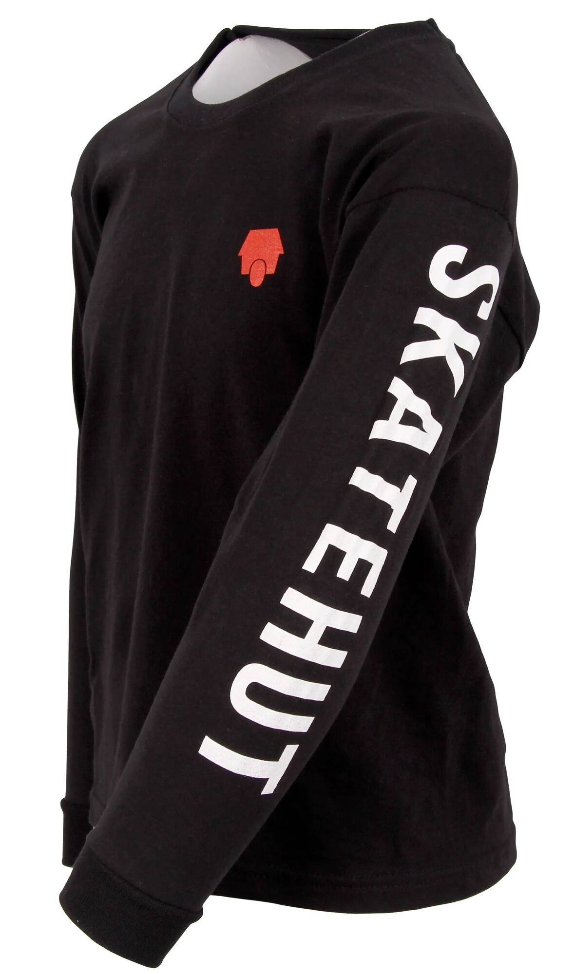 SkateHut Sleeve Script Long Sleeve Kids T Shirt - Black/White
