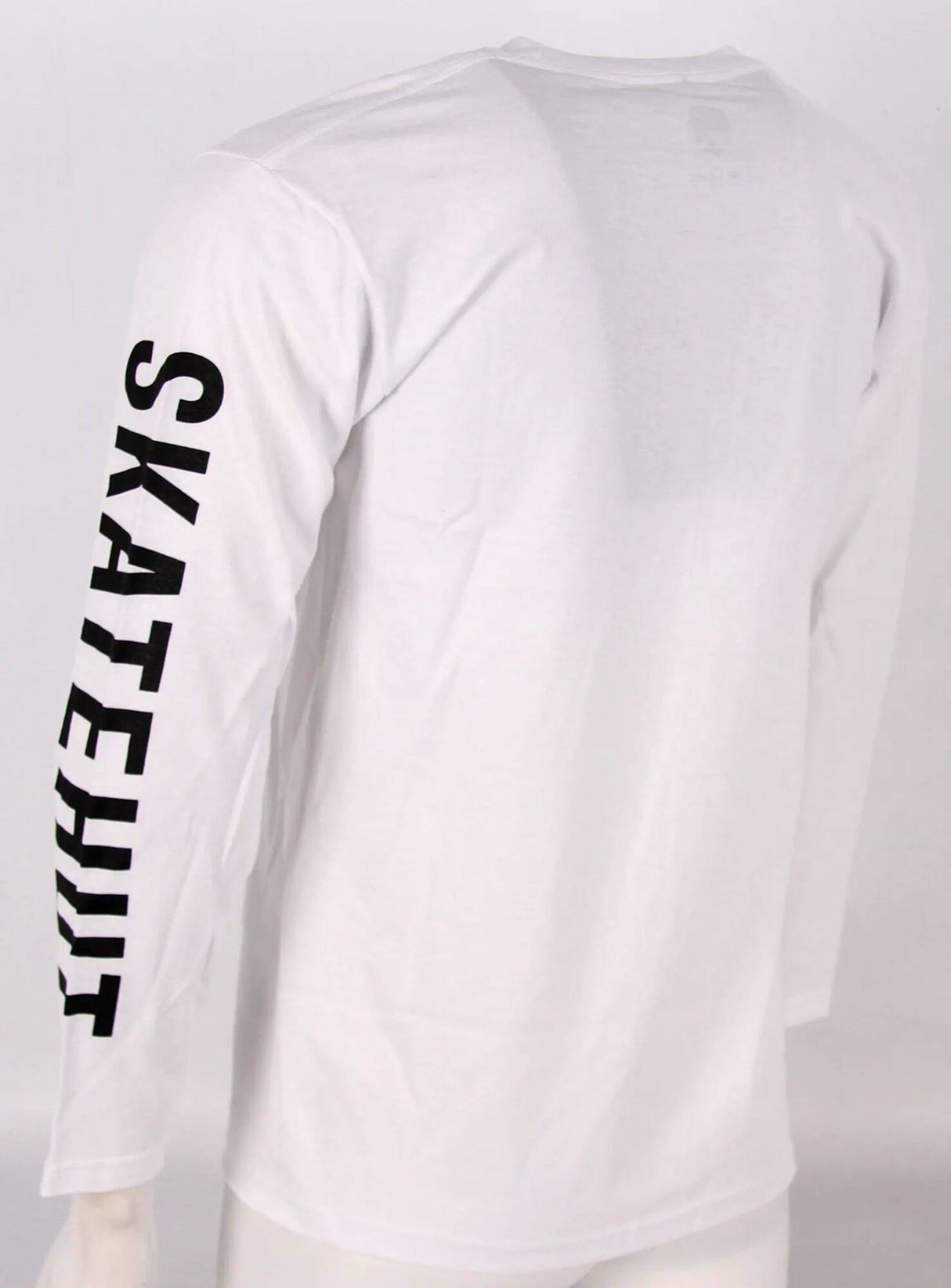 SkateHut Sleeve Script Long Sleeve T Shirt - White/Black