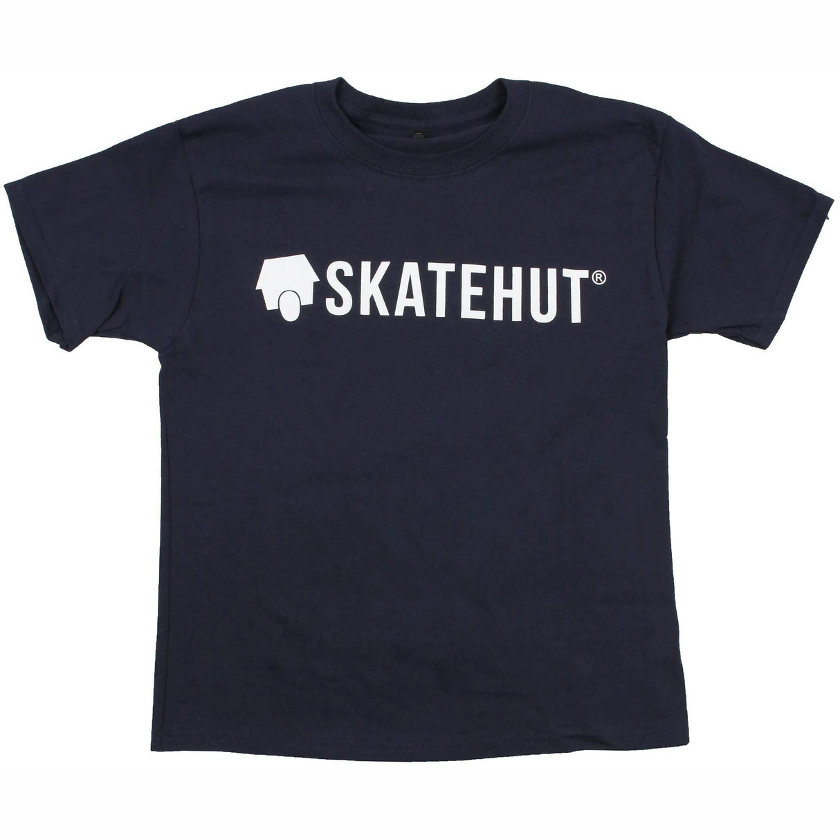 SkateHut Script Logo Kids T Shirt - Navy/White