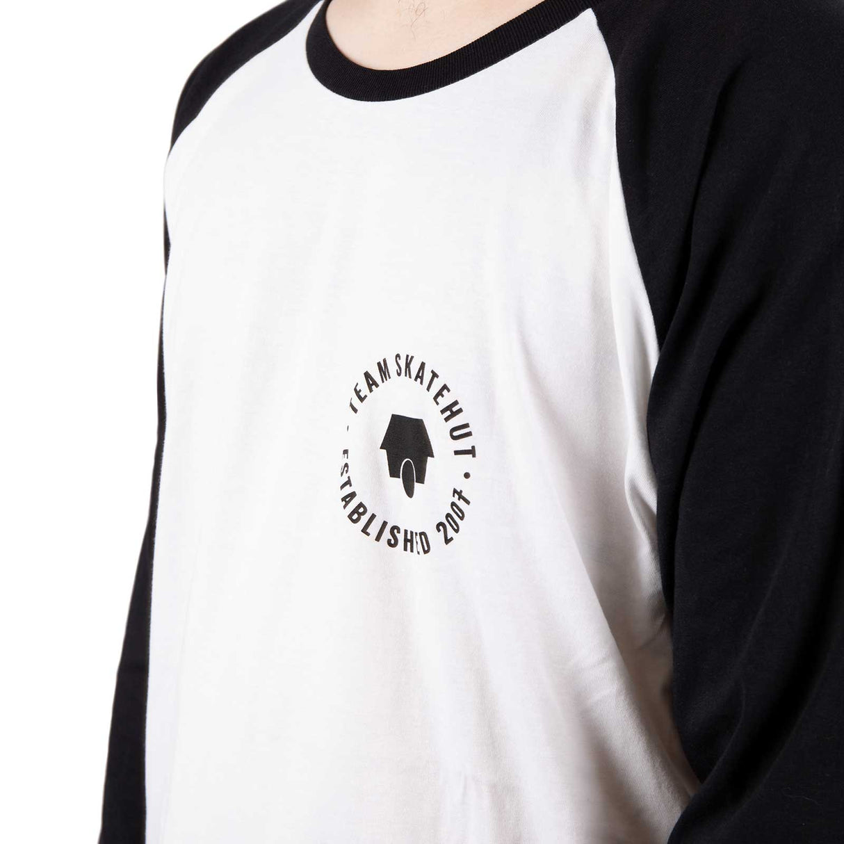 SkateHut Organic 07 Baseball T Shirt - White/Black