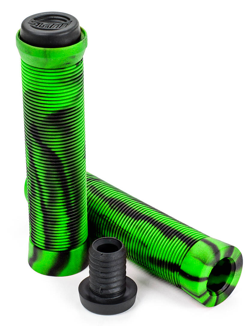 Slamm Pro Swirl Scooter Grips - Green/Black