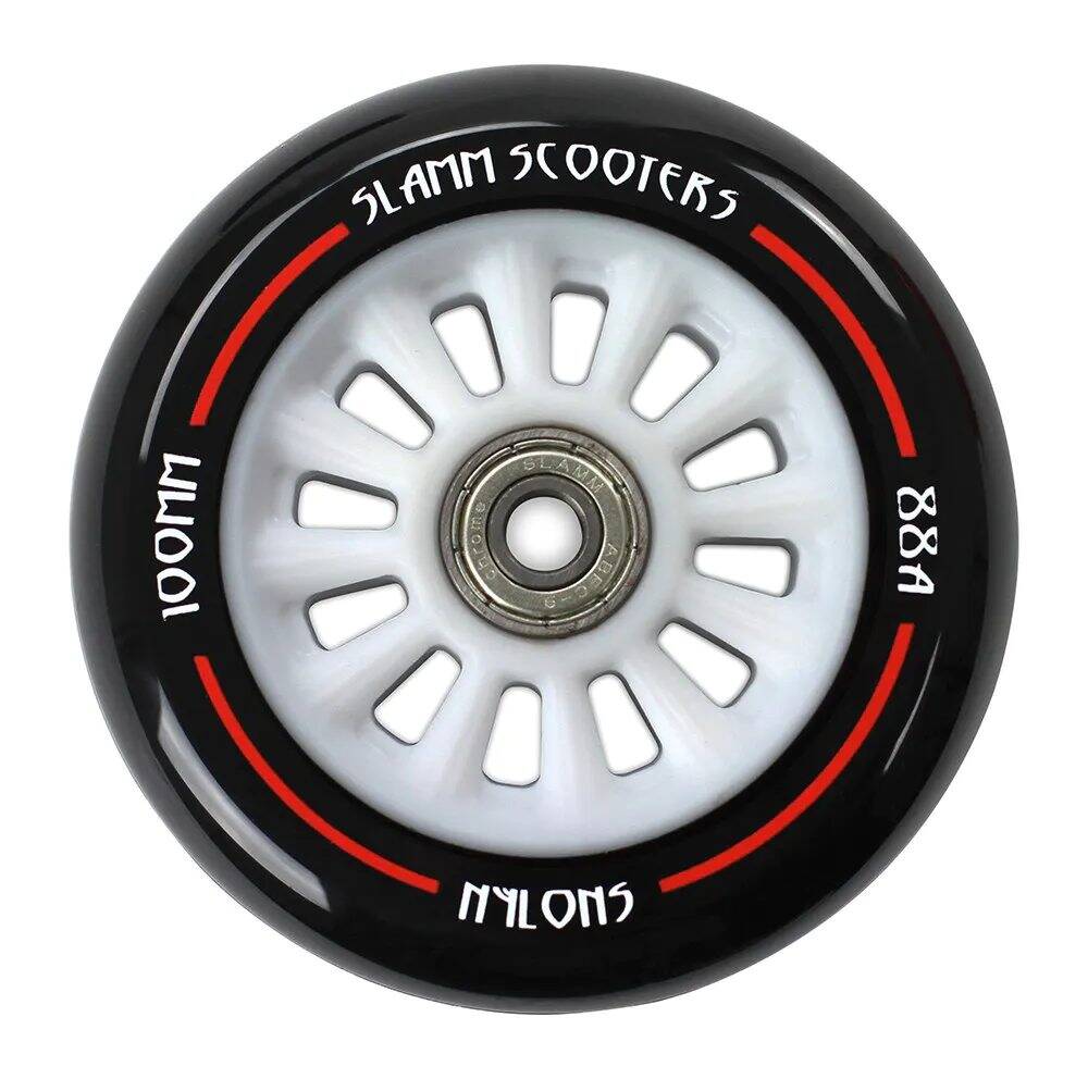 Slamm 100mm Nylon Core Wheel + Bearings - White / Black