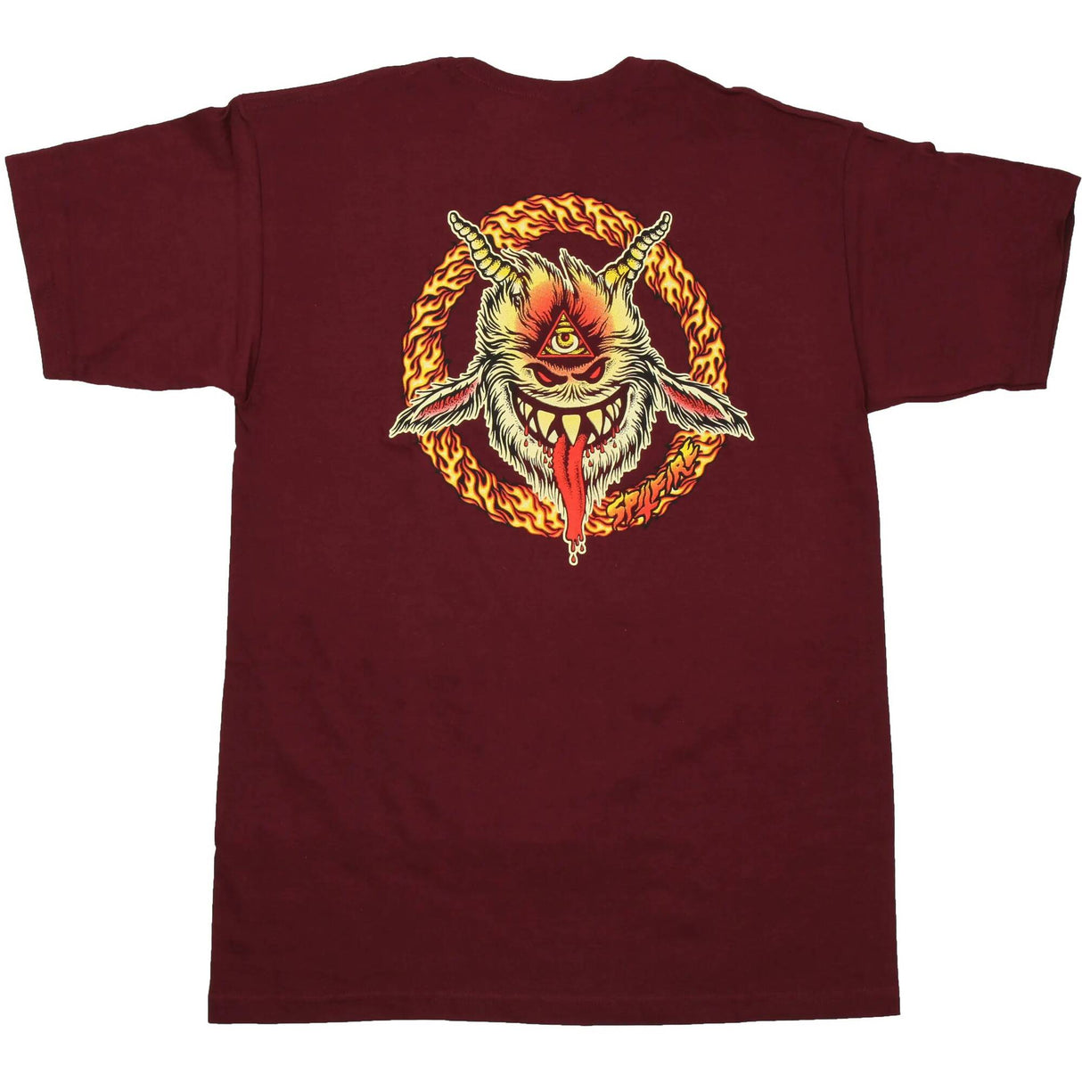 Spitfire Touch of Satan T Shirt - Burgundy/Multi
