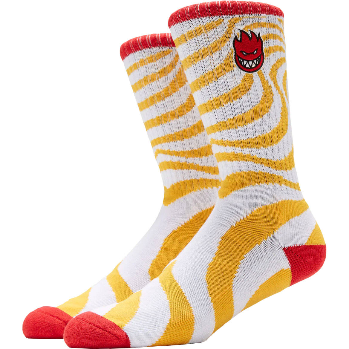 Spitfire Bighead Fill Emb Swirl Socks - White/Gold/Red