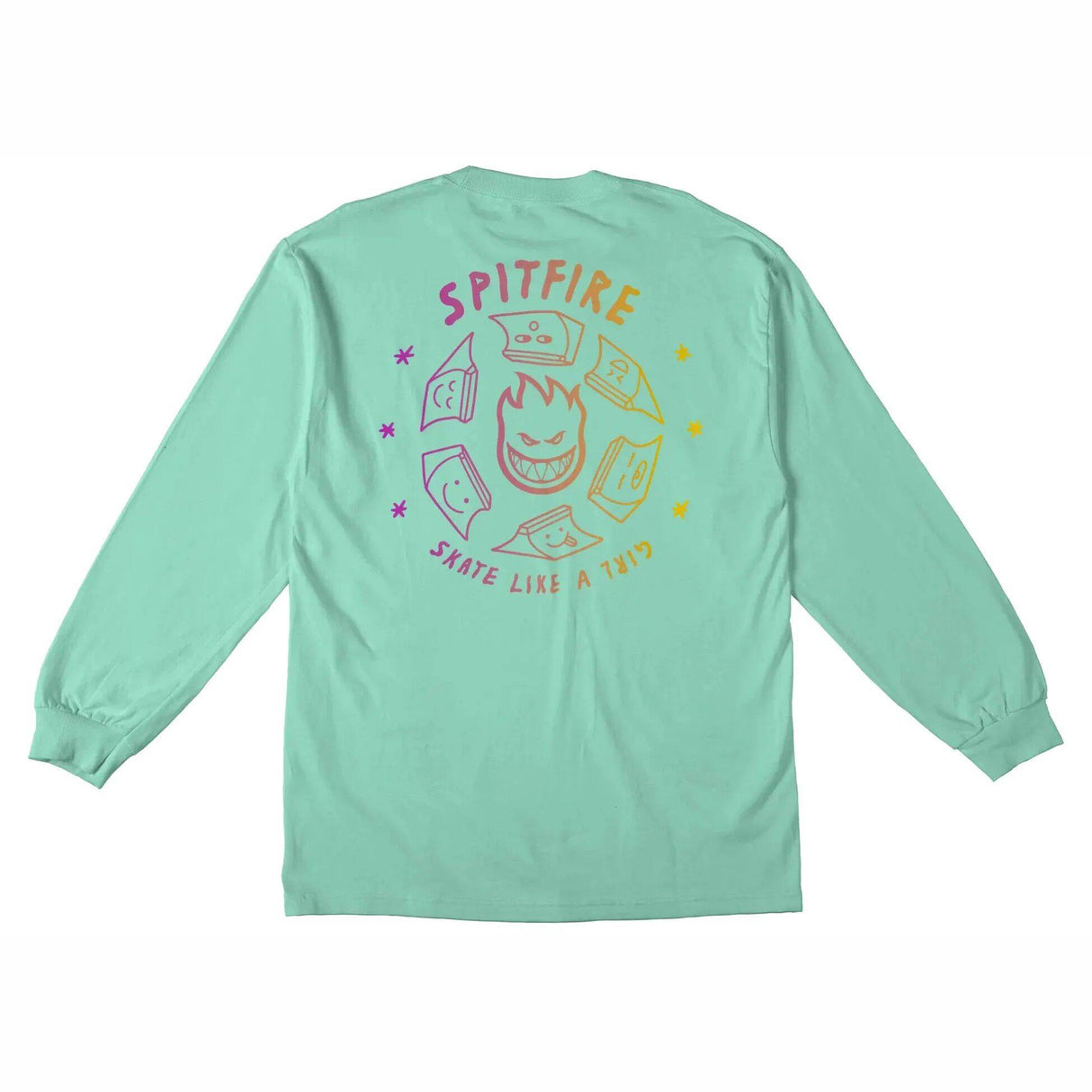 Spitfire Skate Like a Girl Long Sleeve T Shirt - Fade Celadon