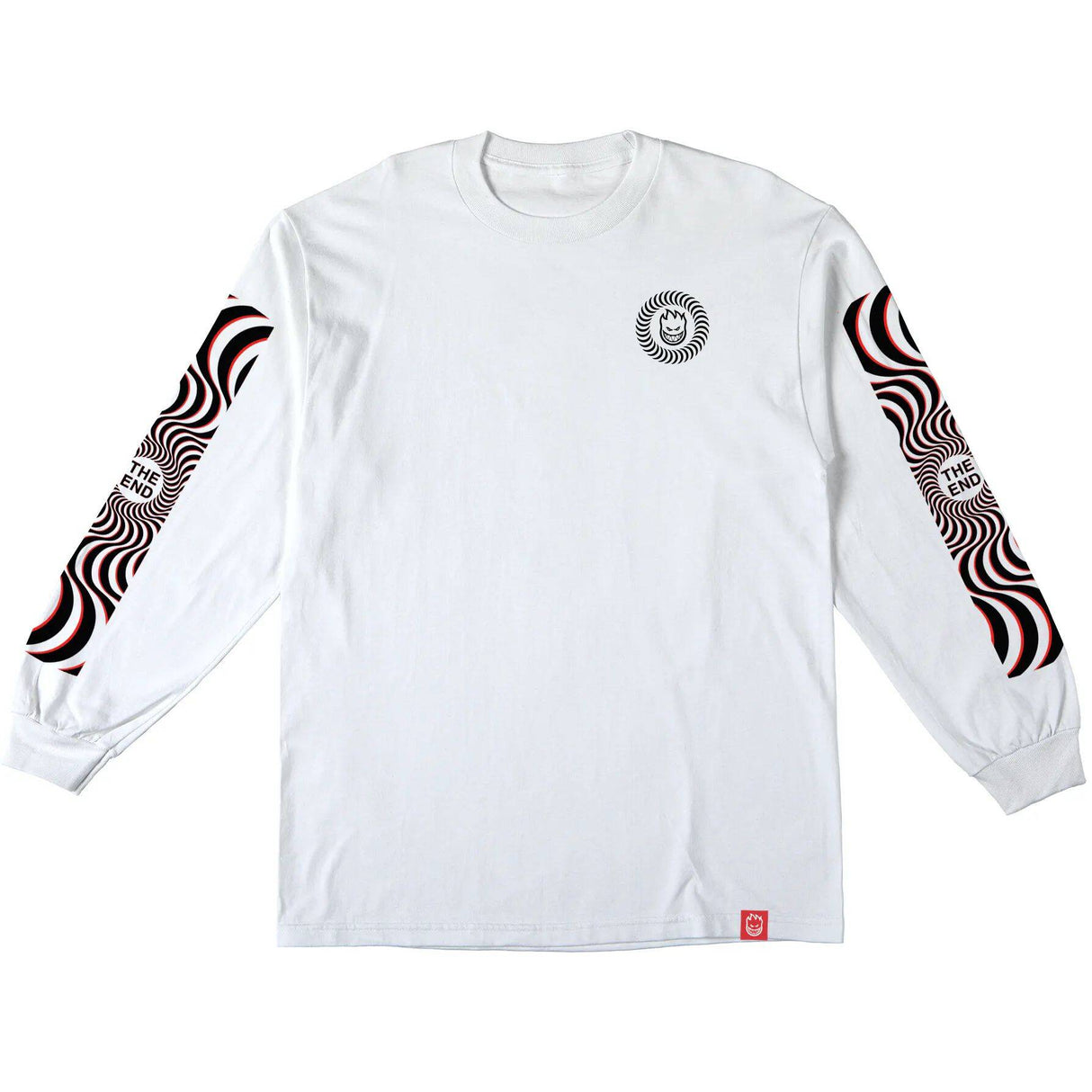 Spitfire Classic Swirl Sleeve Overlay Long Sleeve T Shirt - White/Black & Red