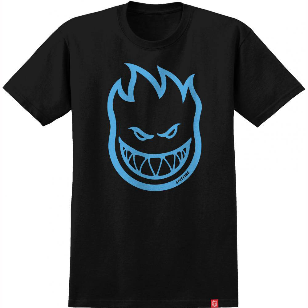 Spitfire Bighead T Shirt - Black/Columbia Blue