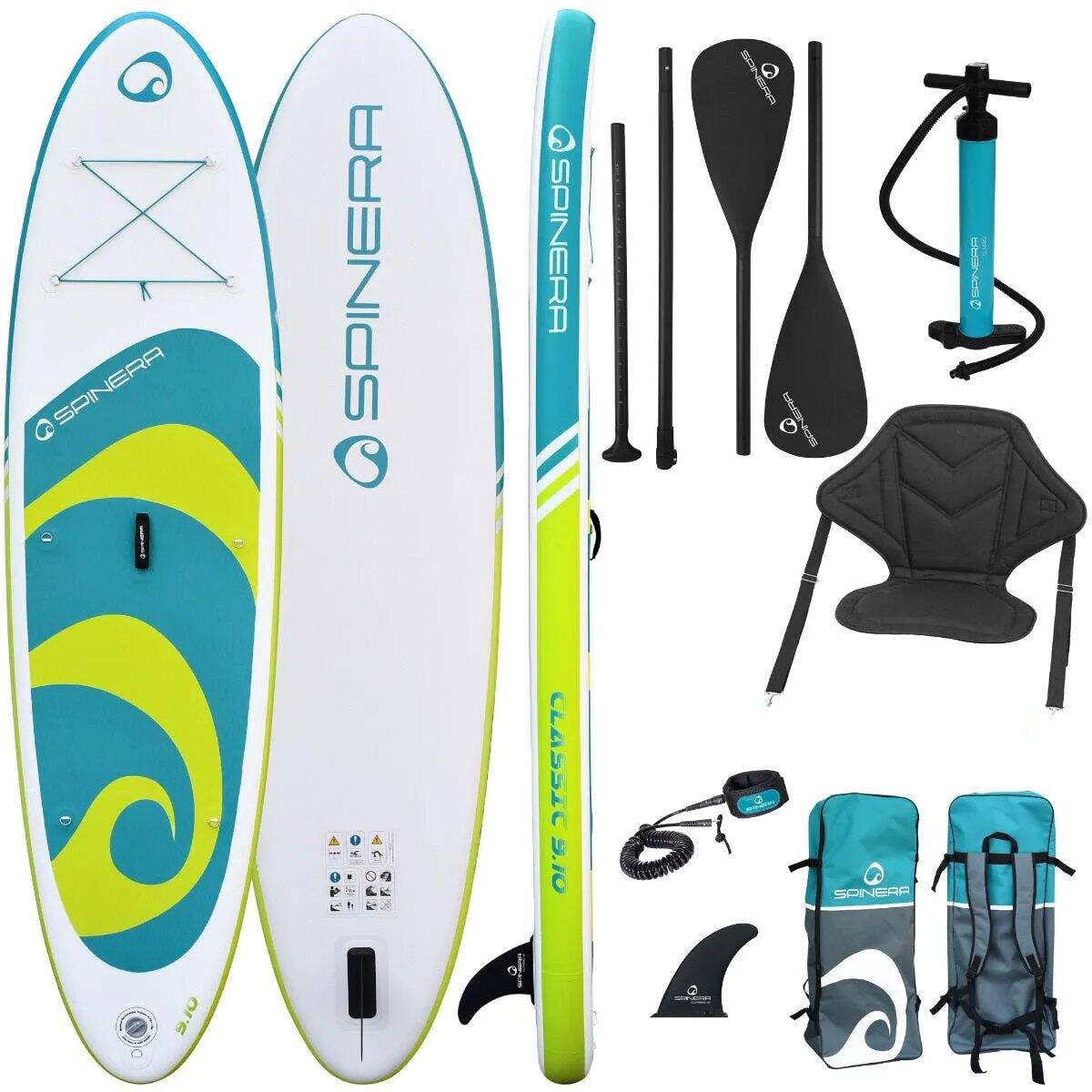 Spinera Classic iSUP w/Paddle, Pump, Leash, Bag, Seat - 9ft10