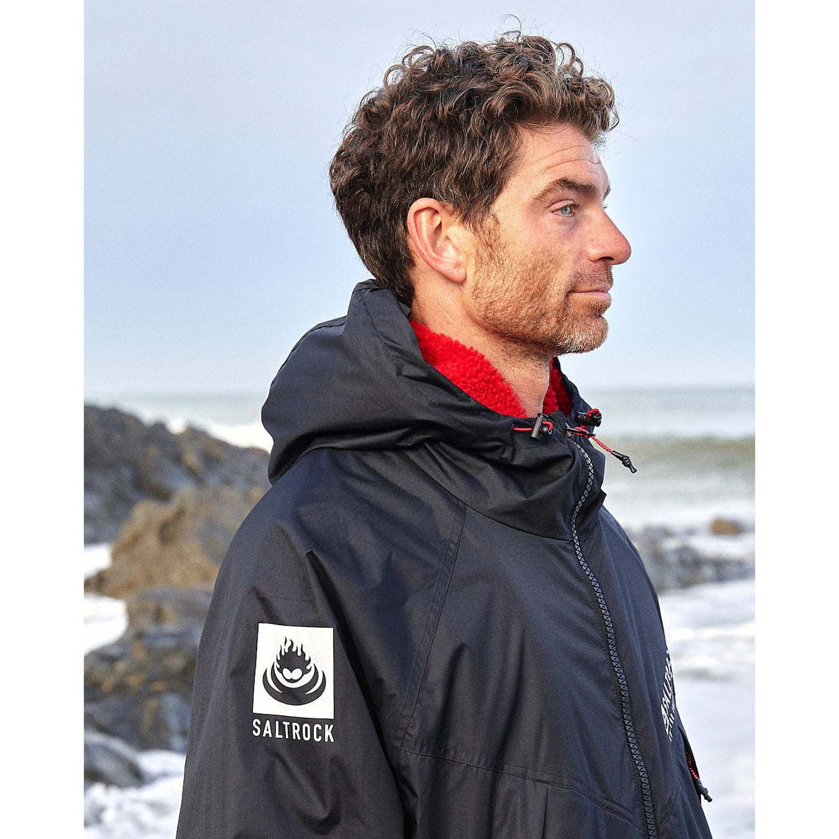 Saltrock Recycled Four Seasons Waterproof Changing Robe - Black/Red