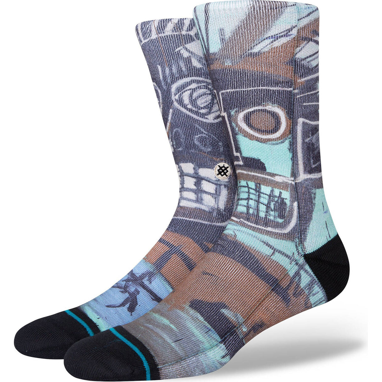 Stance x Basquiat 2 Heads On Gold Socks - Black