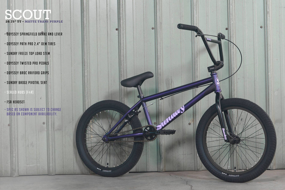 Sunday 2022 Scout 20.75'' Complete BMX - Matte Translucent Purple