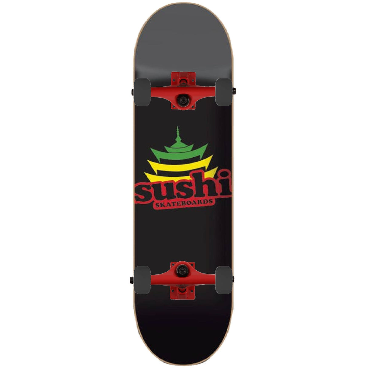 Sushi Pagoda Logo Custom Skateboard - Black/Red 8.125''