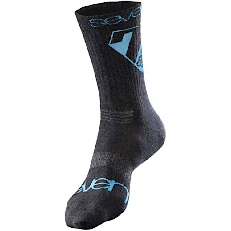7iDP Crew Socks - Black/Cyan SML/MED
