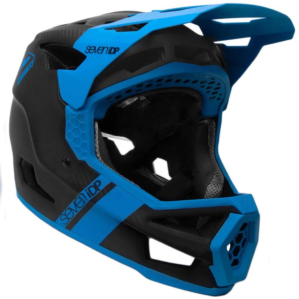 7iDP Project 23 Carbon Full Face Helmet - Raw/Electric Blue