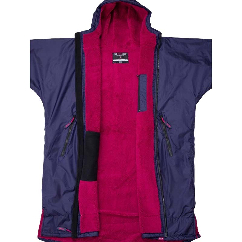Two Bare Feet Weatherproof Changing Robe - Navy/Raspberry