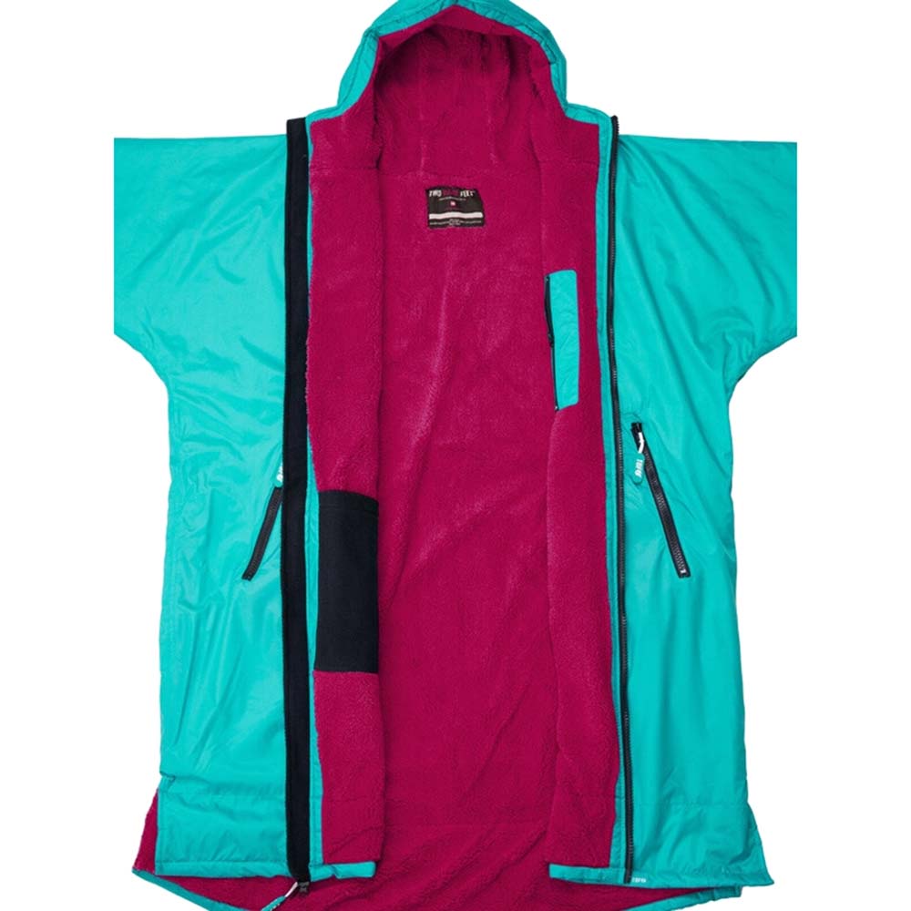 Two Bare Feet Weatherproof Changing Robe with Changing Mat - Teal/Raspberry