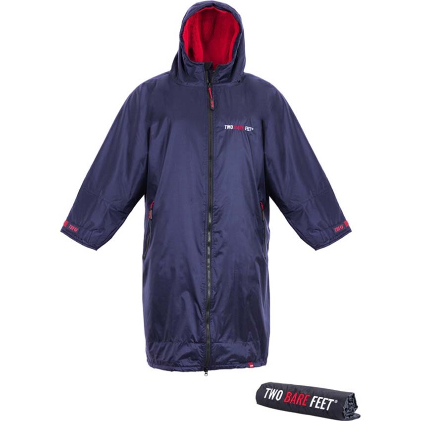 Two Bare Feet Weatherproof Changing Robe with Changing Mat - Navy/Red