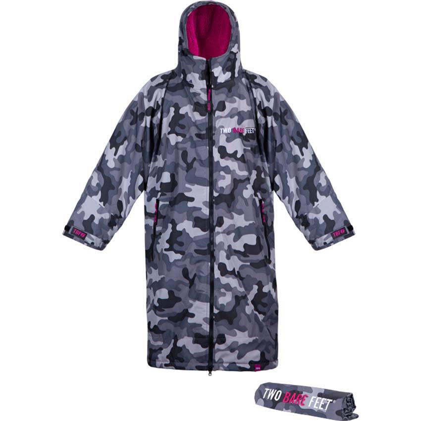 Two Bare Feet Adult Weatherproof Changing Robe - Camo/Raspberry