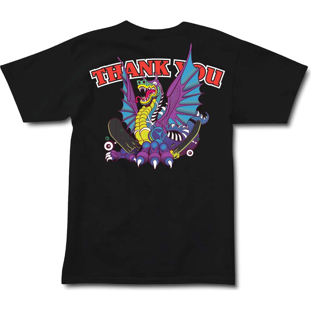 Thank You Dragon Snap T Shirt - Black