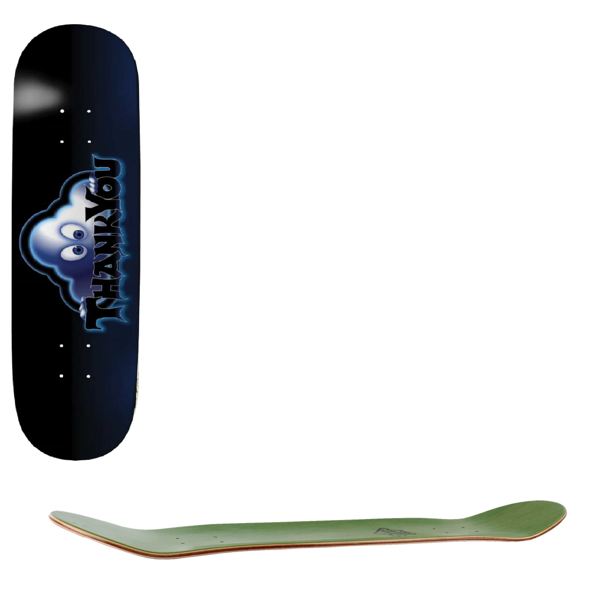 Thank You Ghosted Skateboard Deck - Black 8.5"
