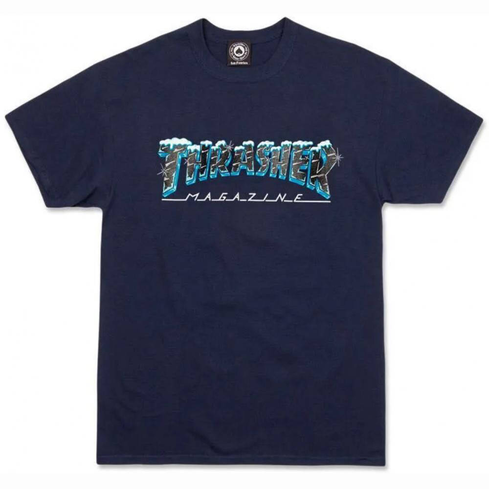 Thrasher Black Ice T Shirt - Navy MED