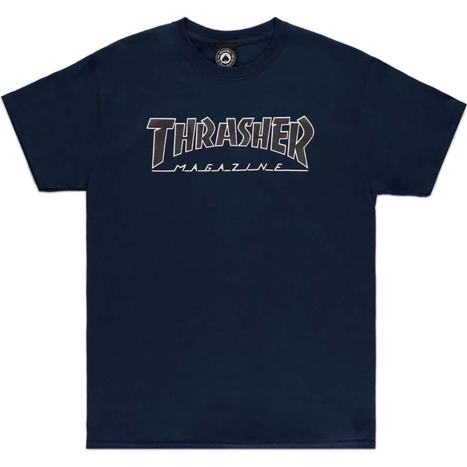 Thrasher Outlined T Shirt - Navy/Black