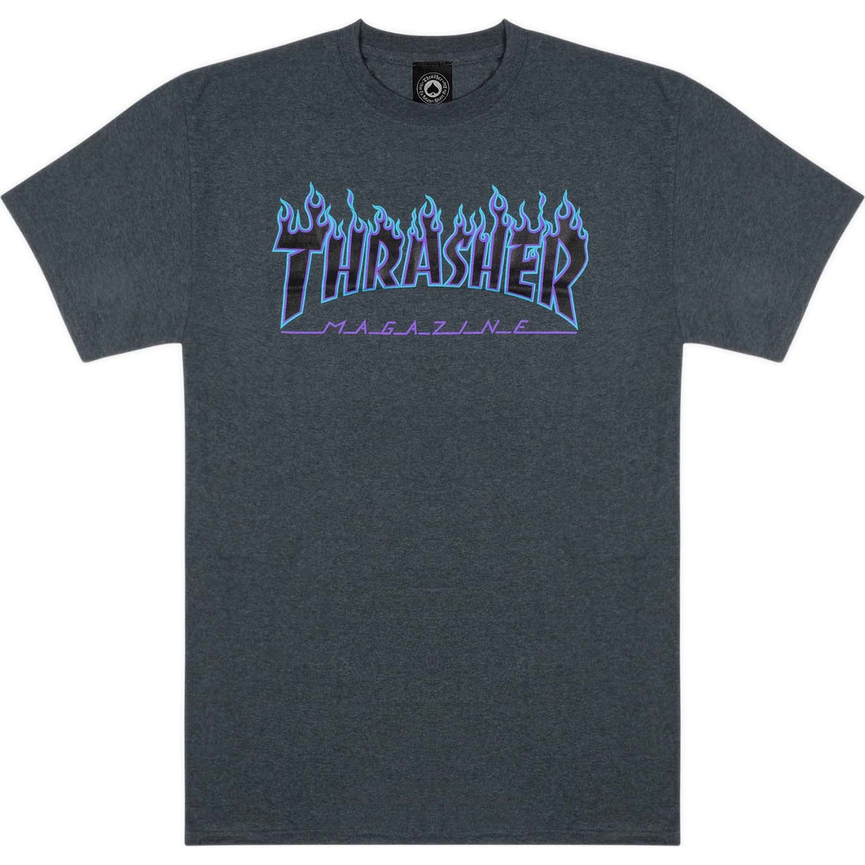 Thrasher Flame Logo T Shirt - Dark Heather