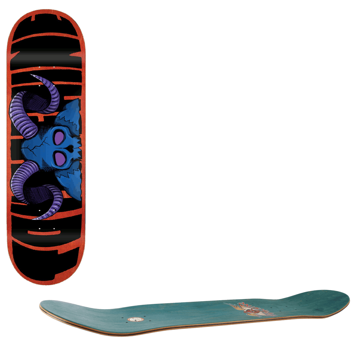 Toy Machine Horns Skateboard Deck - Blue 8"