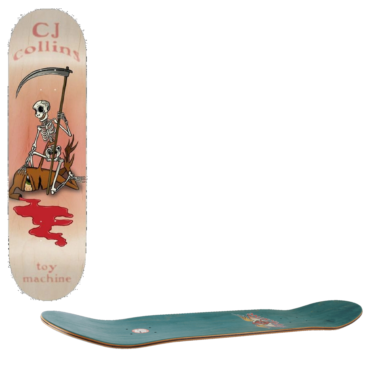 Toy Machine Reaper Skeleton Skateboard Deck - Collins 8.25''