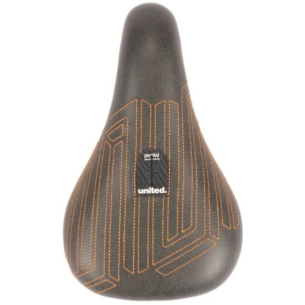 United Squad Fat Pivotal Seat BMX Seat - Black w/ Orange Stitch