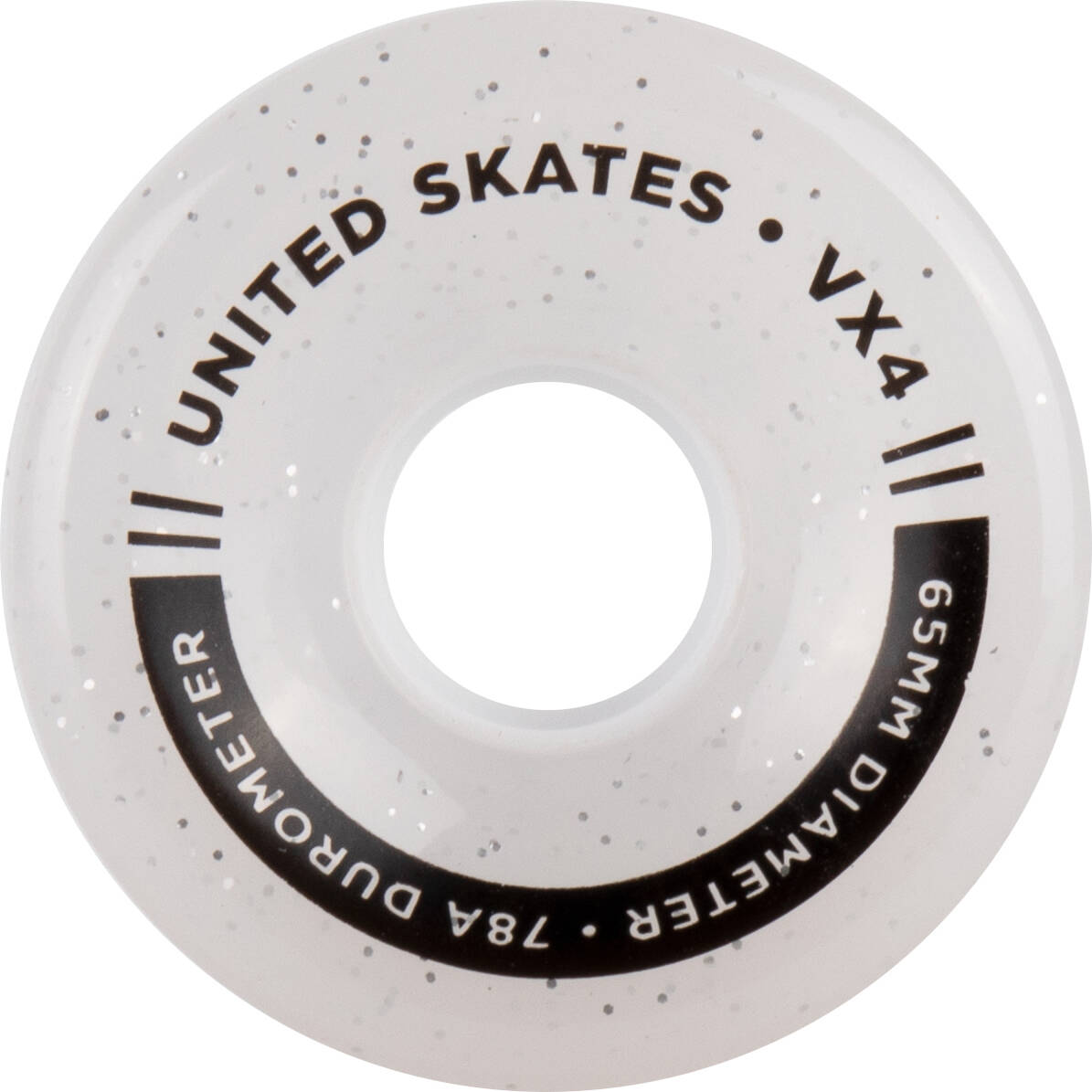 United Skates VX4 Elite 65mm x 36mm 78A Quad Roller Skate Wheels - Clear Glitter