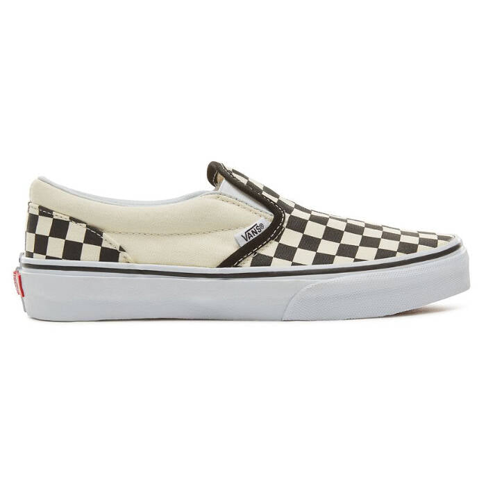Vans Classic Slip-On Kids Shoes - (Checkerboard) Black/Cream- Junior UK 10