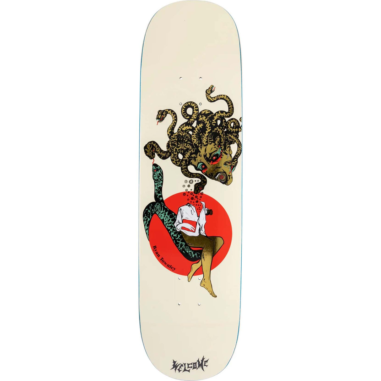 Welcome Gorgon On Enenra Skateboard Deck - Bone/Gold Foil 8.5"