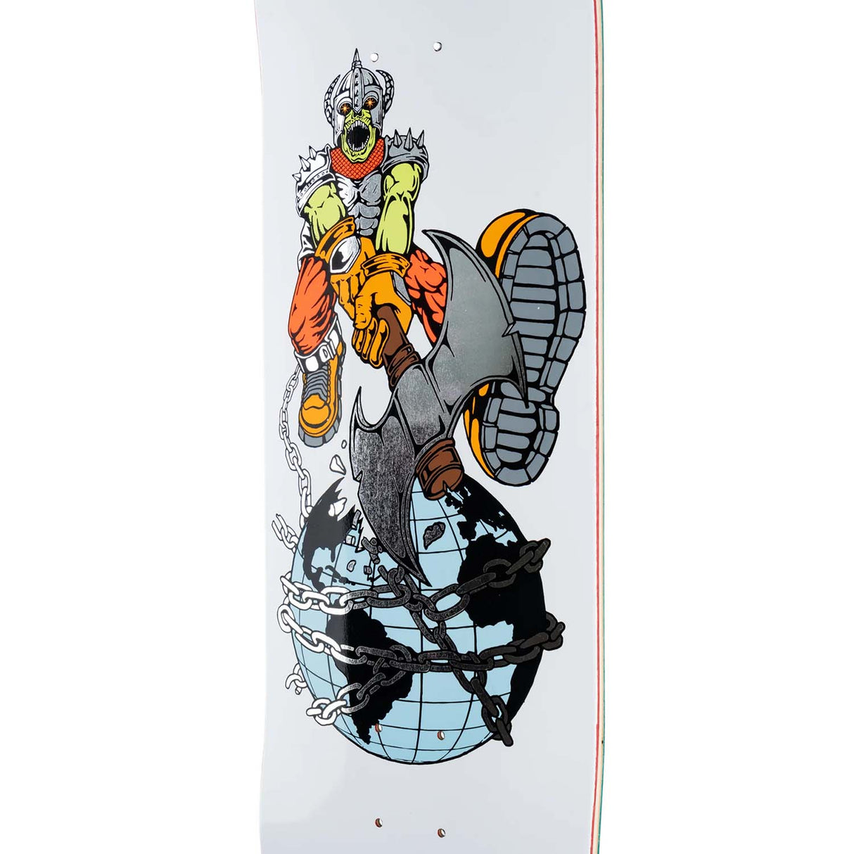 Welcome Unchained On Evil Twin Skateboard Deck - White/Silver Foil 8.75"