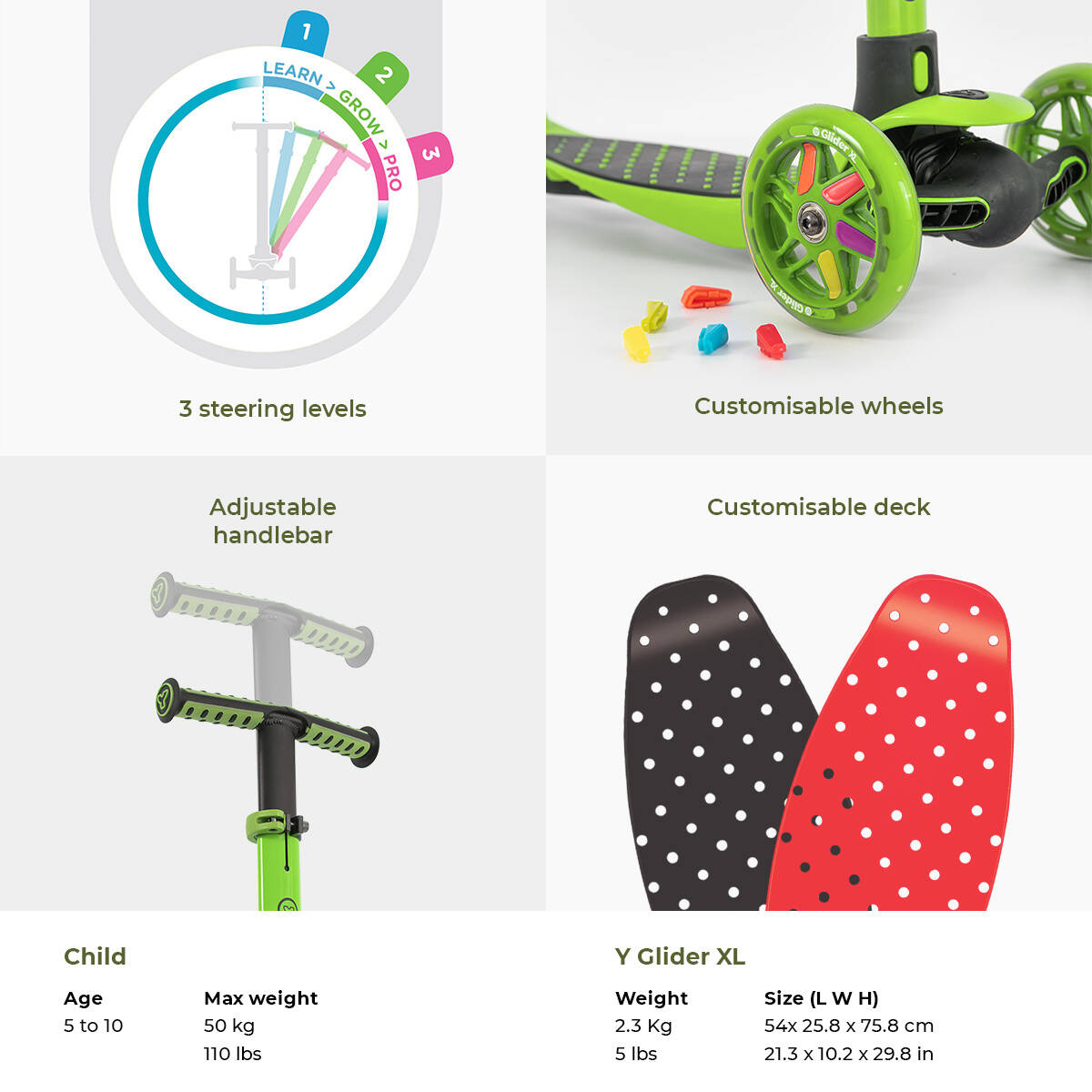 Y-Volution Y Glider XL Complete Scooter - Green