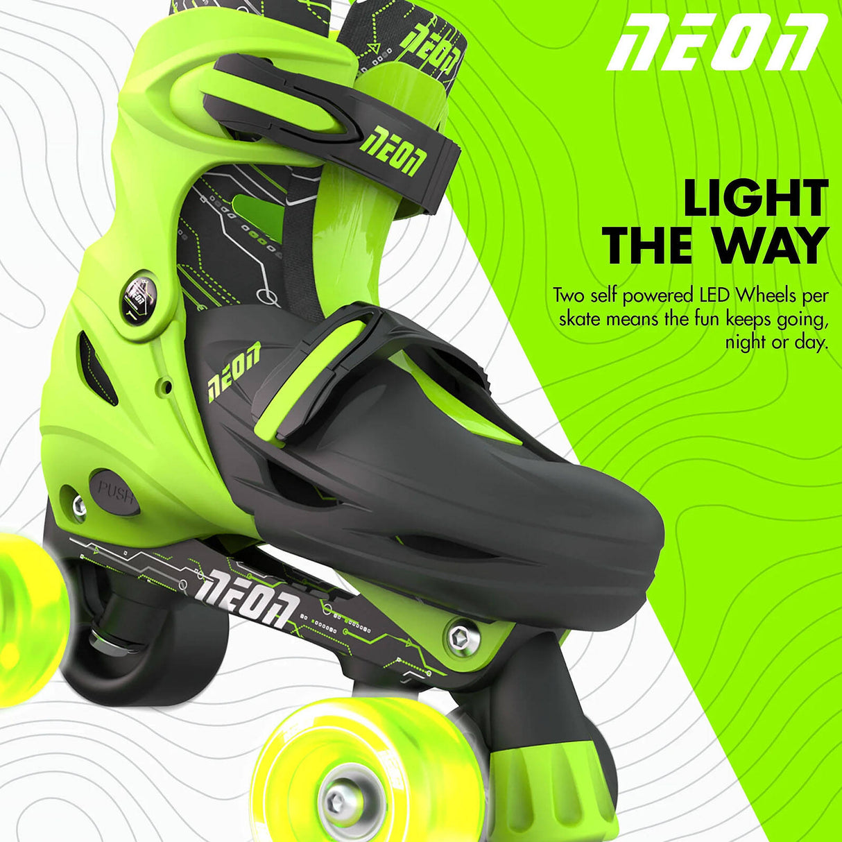 Yvolution Neon Combo 2-In-1 Adjustable Roller Skates - Green (UK 2 - UK 5)
