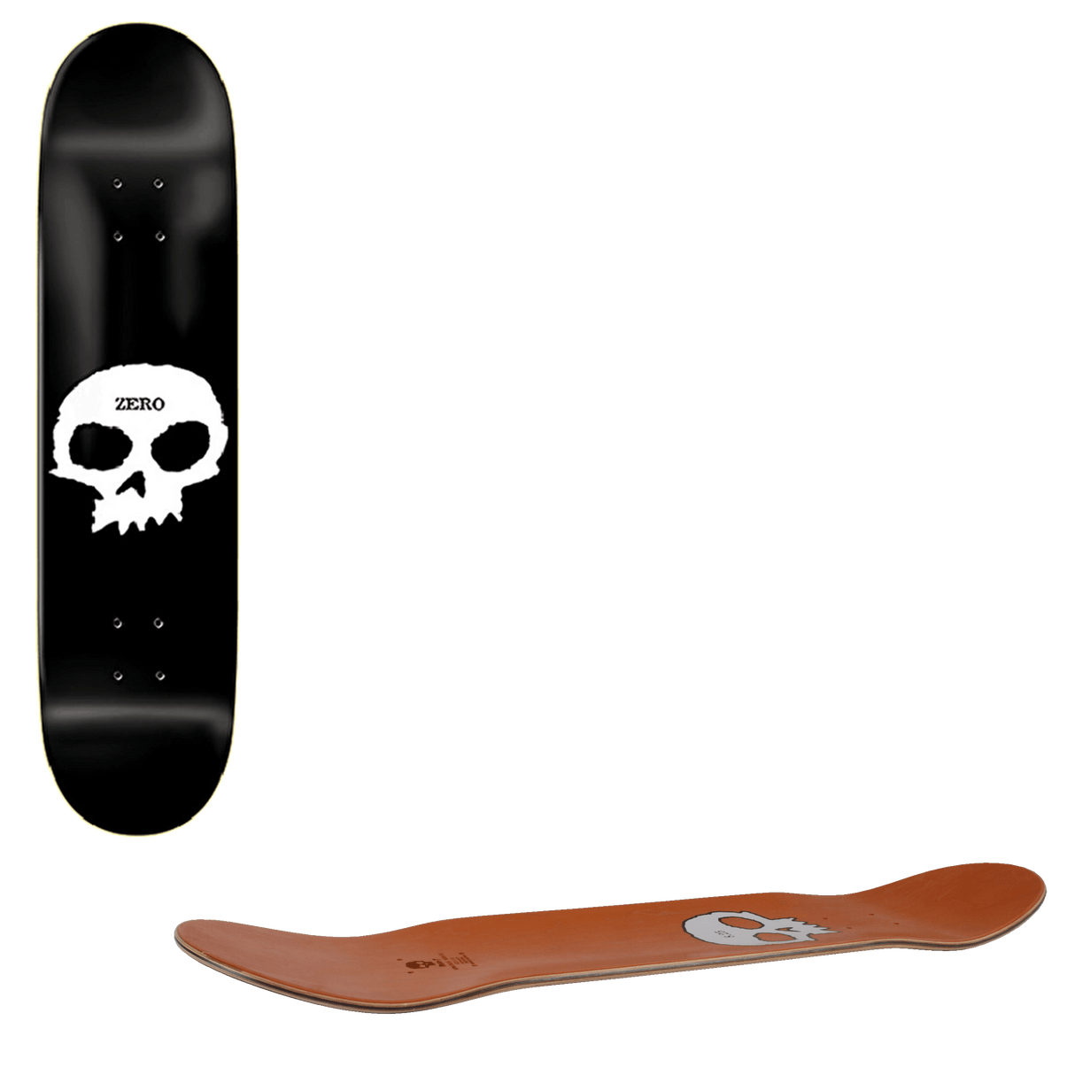 Zero Single Skull Skateboard Deck - Black/White 8.25''