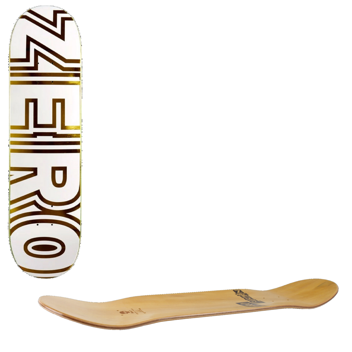 Zero Bold Skateboard Deck - White/Gold Foil 8.25''
