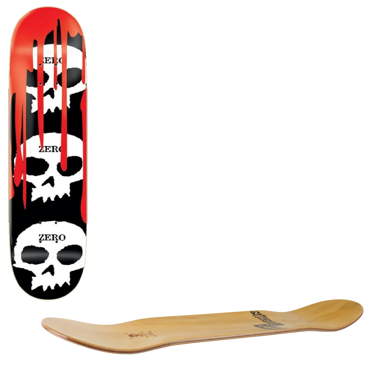 Zero 3 Skull Blood Skateboard Deck - Black/White/Red 7.75''