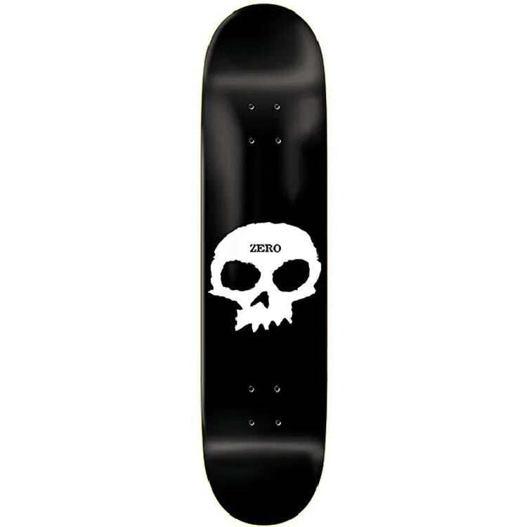 Zero Single Skull Skateboard Deck - Black/White 8.25''