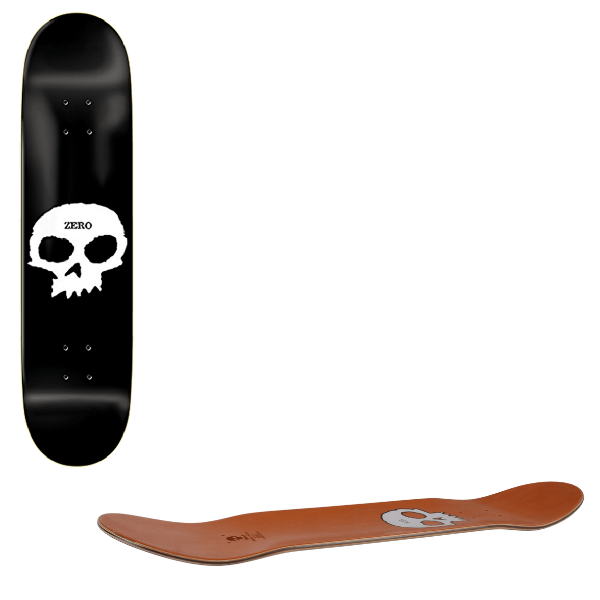Zero Single Skull Skateboard Deck - Black/White 8.375''