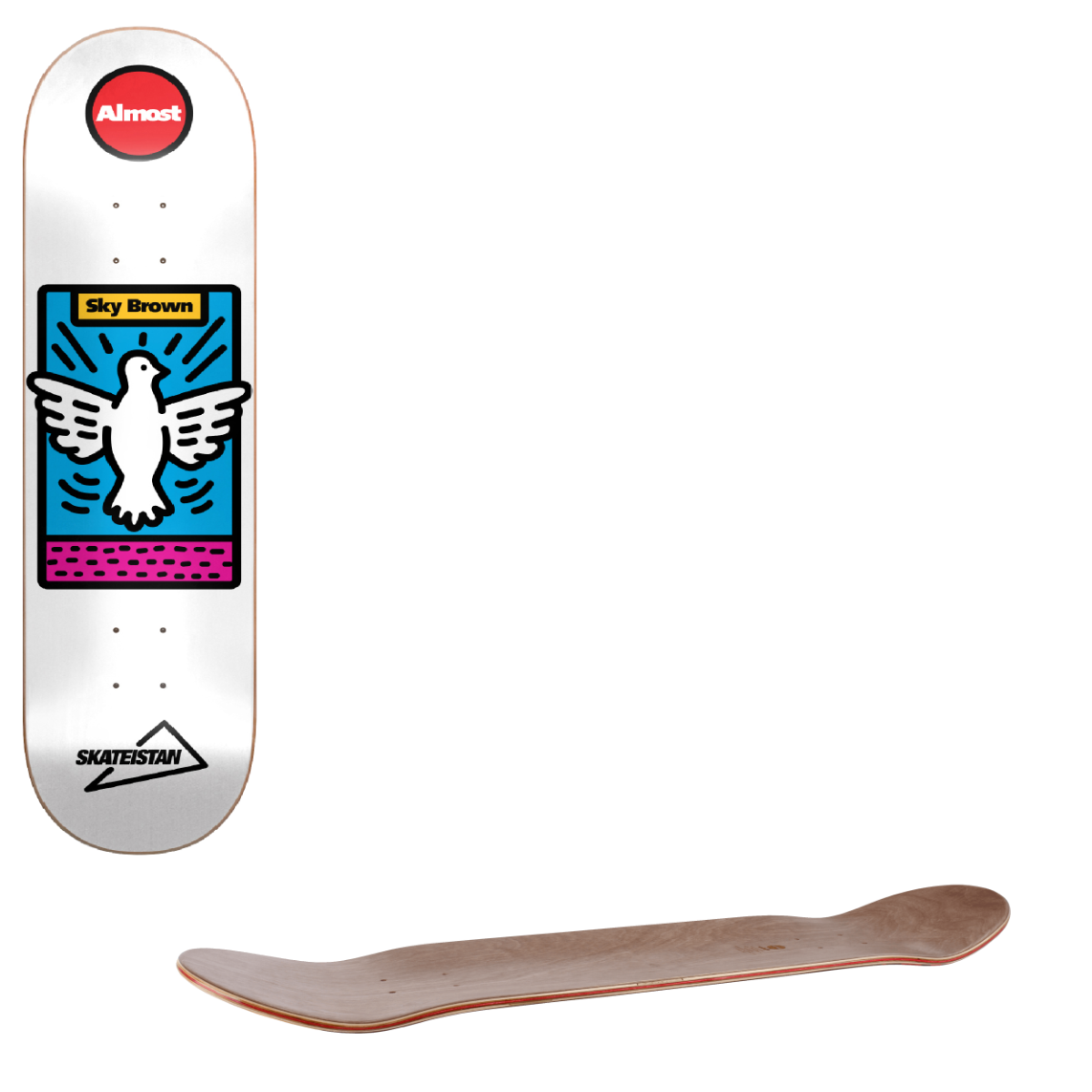Almost Skateistan Sky High R7 Skateboard Deck - White 8"