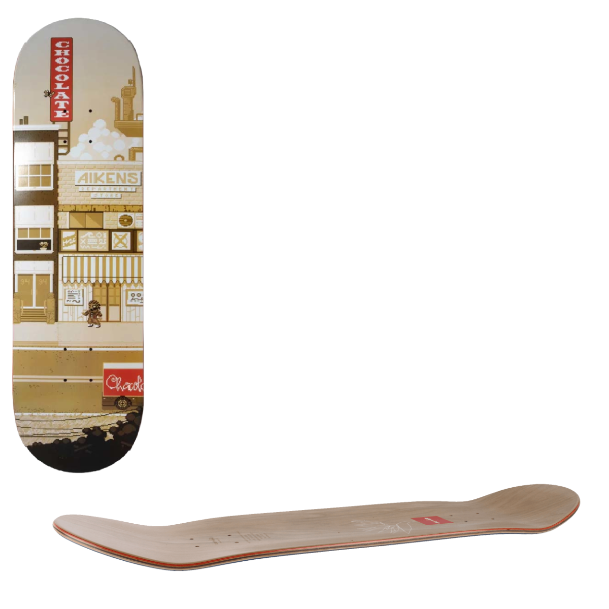 Chocolate Pixel City Skateboard Deck - Aikens 8"