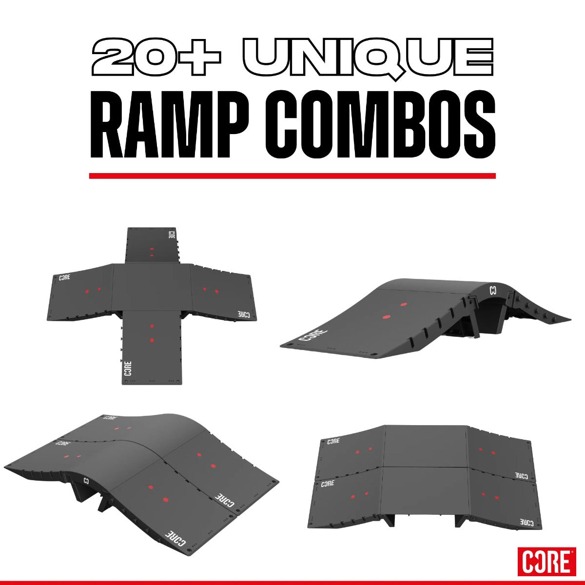 CORE Skate Ramp - Mini Funbox Set (2 Kickers & Flat Deck)