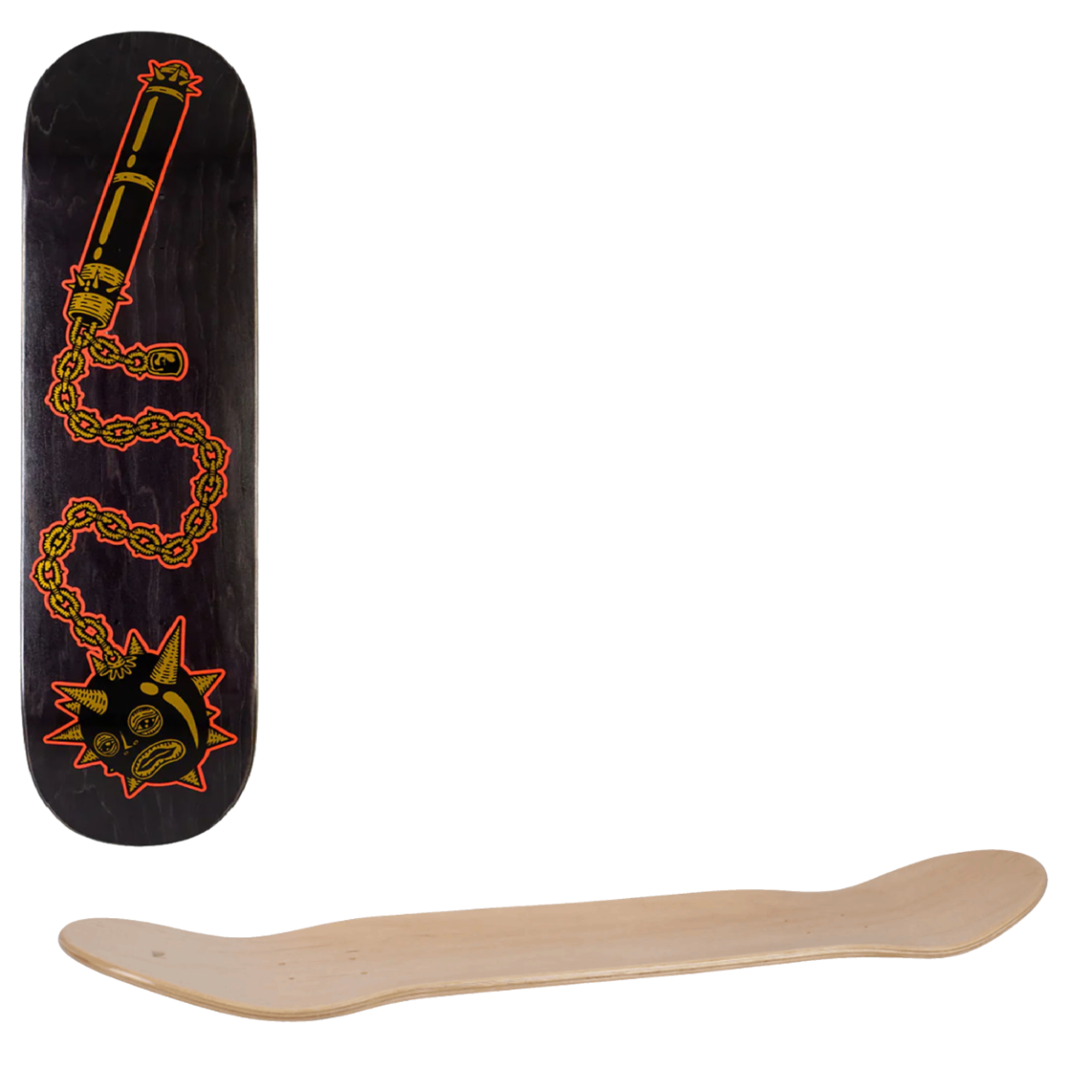 Heathen Mace Face On Squarehead Skateboard Deck 8.5"