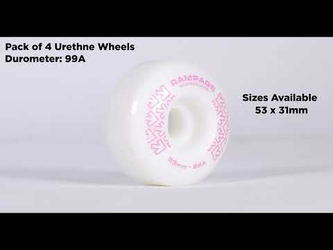 Rampage 99A 53mm Skateboard Wheels - White/Pink