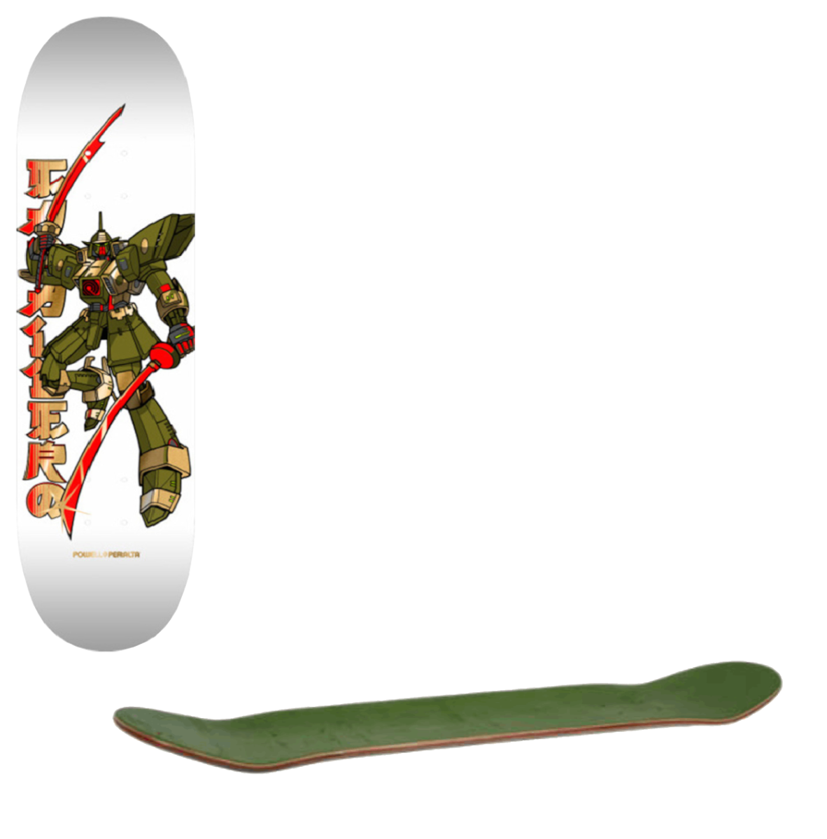 Powell Peralta Caballero Gundam Skateboard Deck - White/Gold Foil 8.25"
